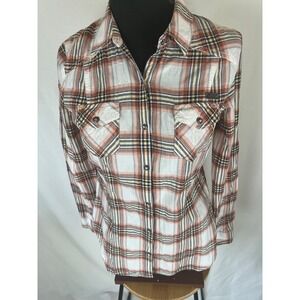 Harley Davidson rhinstone button front plaid shirt size small